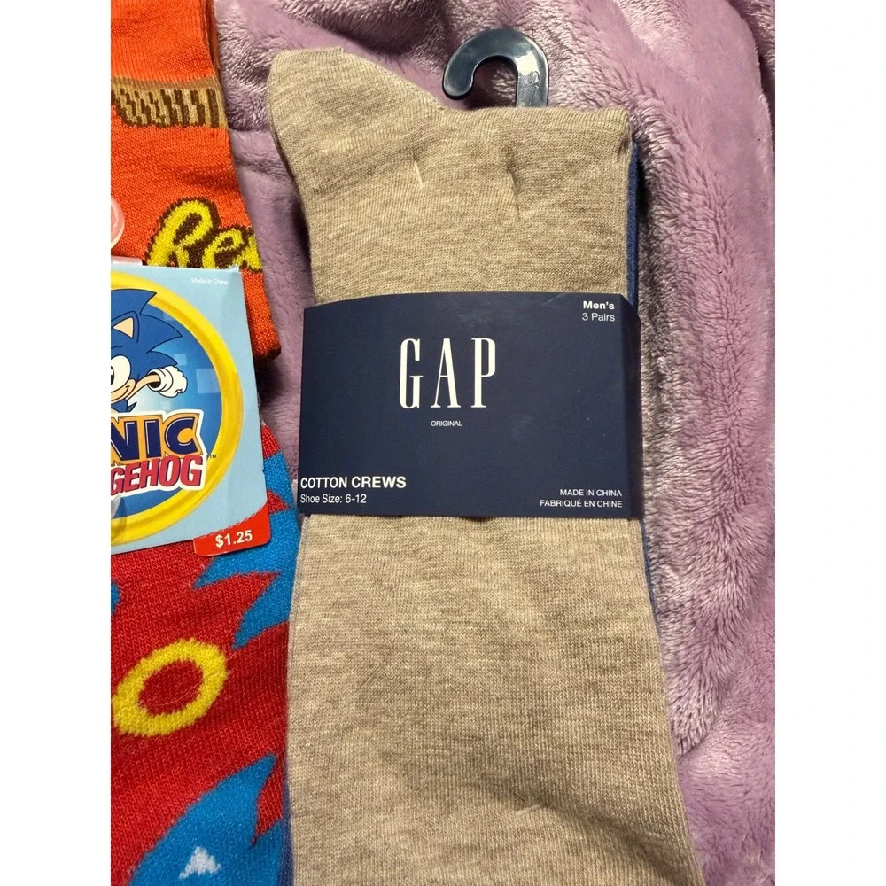 Multi‎ Brand Novelty Crew Socks Men OSFM Multicolor Star Wars Sonic Gap 14 Pair